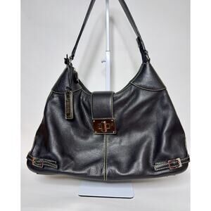American Living Black Pebbled Leather Hobo Bag